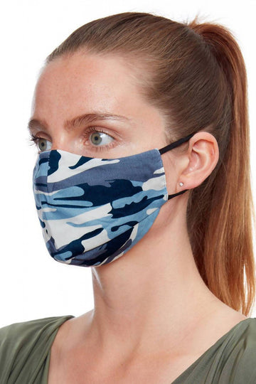 City Goddess Fabric Face Mask - Blue Camouflage City Goddess